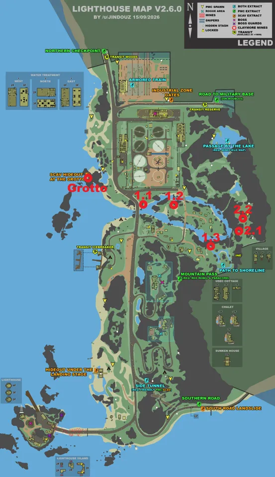Stash locations marked on map