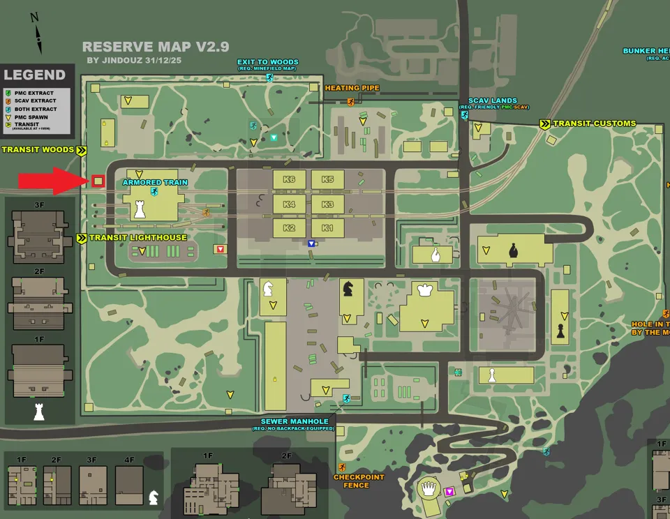 Guard booth location marked on Reserve map