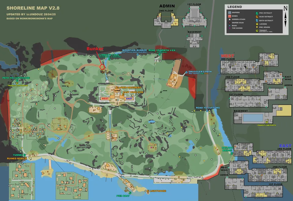 Bunker marked on map