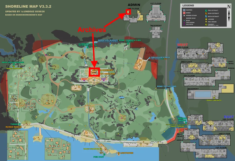 Stashing location marked on map