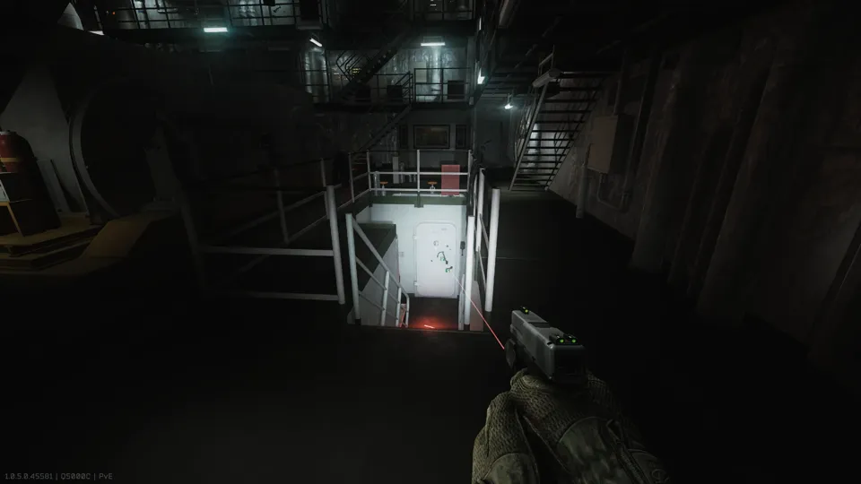 The stairs to the room from the engine room